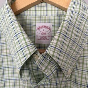 Brooks Brothers Light Green and Blue Plaid Shirt NEW no tags